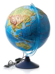 Интерактивный глобус Земли физико-политический рельефный 250 мм. с подсветкой