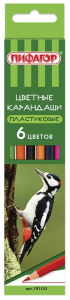 Карандаши цветные Пифагор "ЛЕСНЫЕ ЖИТЕЛИ", 6 цветов, 181333