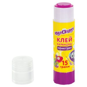 Клей-карандаш "ЮНЛАНДИК И ХАМЕЛЕОН" 15 г, обесцвечивающийся после высыхания, 227614