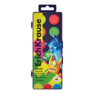 Краски акварельные ErichKrause Jolly Friends Neon 12 цветов 