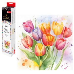 Алмазная мозаика АКВАРЕЛЬНЫЕ ТЮЛЬПАНЫ 30x30 см