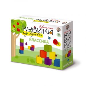 Кубики деревянные "Классика" 12 шт (5 цв.) 01587