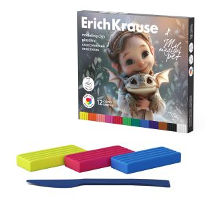 Пластилин классический ErichKrause Magic Pet 12 цветов со стеком, 180 г 