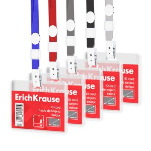 Бейдж горизонтальный  в комплекте с лентой ErichKrause слайдер, ассорти