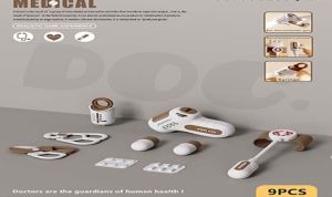 Детский набор доктора коричневый 9 предметов