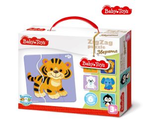 Пазлы ЗИГЗАГ "Зверята" 18 эл Baby Toys (макси)