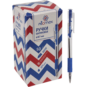 Ручка шариковая автоматическая с прозрачным корпусом (синяя)