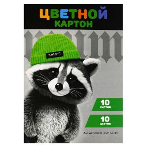 Цветной картон ЕНОТ В ШАПОЧКЕ /А4 10 л