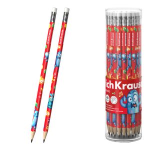 Чернографитный карандаш ErichKrause Jolly Friends, трехгранный, с ластиком, HB 