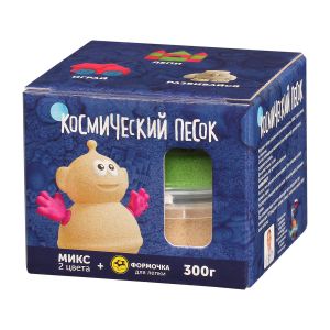 Космический песок, песочный, зеленый, пластичный, + формочка, 0,3кг
