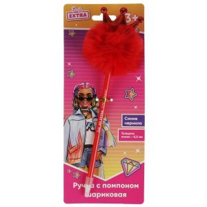 Ручка шариковая БАРБИ с красным пуш.топпером, barbie extra