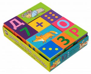 Умные кубики  в поддончике. 12 штук. Играем, читаем, считаем