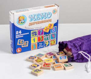 Игра деревянная МЕМО "Веселые числа"