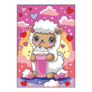 Ркн-131 Картина по номерам для малышей на картоне 20х30 "Милая овечка"