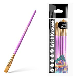 Кисти ErichKrause Art Spirit для рисования и декорирования, синтетика, розовые, 10 штук