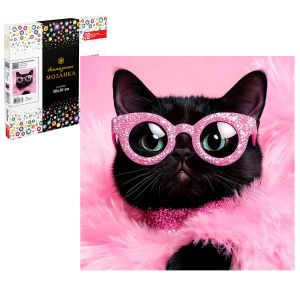 Алмазная мозаика ГЛАМУРНАЯ КОШЕЧКА 30*30 см