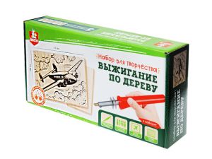 Выжигание. Набор для выжигания по дереву (аппарат с насадками, доски 2 шт) 04385