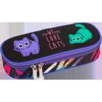 Пенал овальный с внутренней створкой Funny Cats