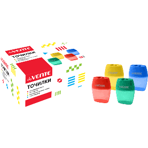 Точилка для карандашей "deVENTE" 2 отверстия, с контейнером, пластмассовая, овальная, в картонной ко