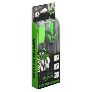 Циркуль в комплекте со сменными грифелями и ластиком НЕОНОВЫЙ ЗЕЛЕНЫЙ