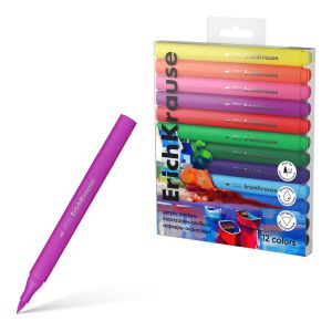 Маркеры акриловые ErichKrause Art Spirit с наконечником кистью 12 цветов 