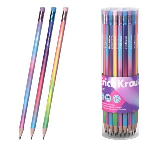 Чернографитный карандаш ErichKrause Galaxy, трехгранный, с ластиком, HB 