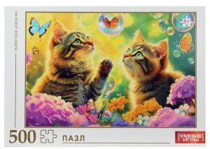 Два кота и пузырик. Пазлы в коробке 500 деталей