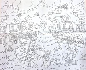 Раскраска двусторонняя "Жаңа жылдық жәрмеңке. Новогодняя ярмарка"