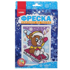Пз/ф-041 Фреска. Картина из песка "Бурый мишка"