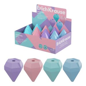 Точилка пластиковая ErichKrause Diamond, Pastel, с контейнером, ассорти