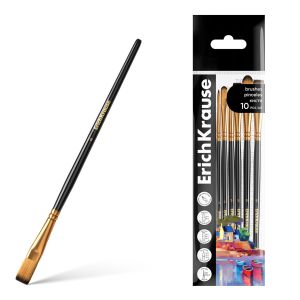 Кисти ErichKrause Art Spirit для рисования и декорирования, синтетика, черные, 10 штук  