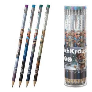 Чернографитный карандаш пластиковый ErichKrause Magic Pet, круглый, с ластиком, НВ 