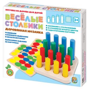 Мозаика деревянная "Веселые столбики" 16 эл
