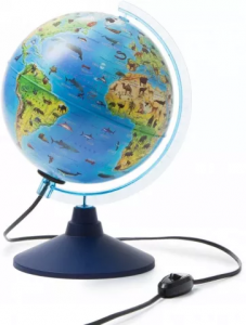 Глобус Зоогеографический 210мм (детский, с подсветкой)