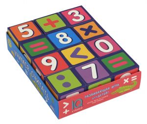 Умные кубики в поддончике. 12 штук. Учимся считать.