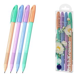 Набор из 4 синих ручек шариковых ErichKrause U-108 Stick Pastel Bloom