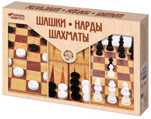 Игра настольная "Шашки, Нарды, Шахматы" (большие)