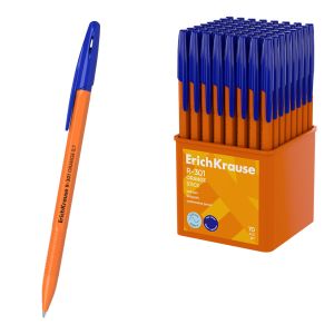 Ручка шариковая ErichKrause R-301 Stick Orange 0.7, цвет чернил синий 