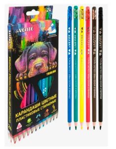 Карандаши цветные пластиковые стираемые Triolino