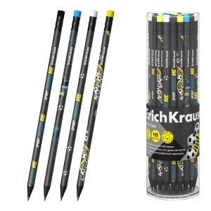 Чернографитный карандаш пластиковый ErichKrause Sport DNA, круглый, с ластиком, HB 