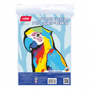 Роспись по дереву. Картина. Нео-животные "Яркий попугай"