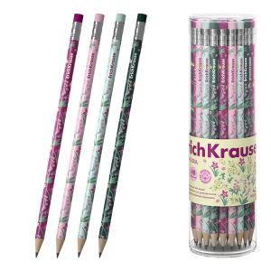 Чернографитный карандаш пластиковый ErichKrause Floral Soul, круглый, с ластиком, НВ 