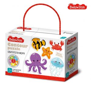 Пазлы контурные "Обитатели моря" Baby Toys (5 карт. 14 эл) 04119