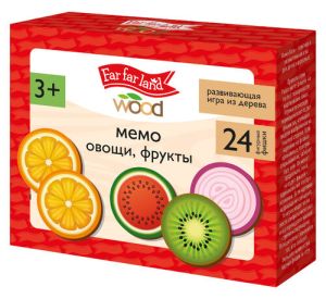 Игра настольная МЕМО "Овощи, фрукты" Far far land wood (24 фишки в коробке)