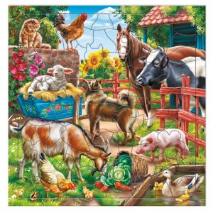 Пазл фигурный на подложке. 80 деталей. На ферме