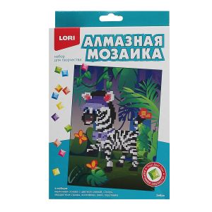 Амк-016 Алмазная мозаика 15*20 детская (неполное заполнение) "Зебра" 