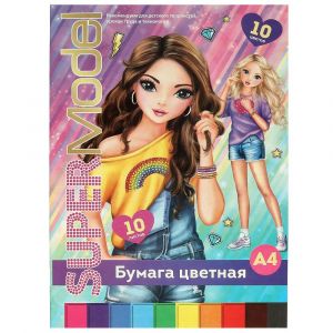 Бумага цветная 10л, 10цв, а4, tik tok girl