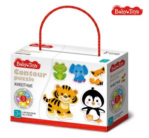 Пазлы контурные "Животные" Baby Toys (5 карт. 16 эл) 04117