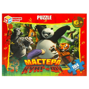 Мастера Кунг-фу. Пазлы классические в коробке. 104 детали. 190х141х35 мм. Умные игры в кор.24шт