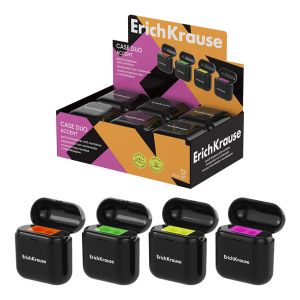 Точилка пластиковая ErichKrause Case Duo, Accent, с контейнером, ассорти 